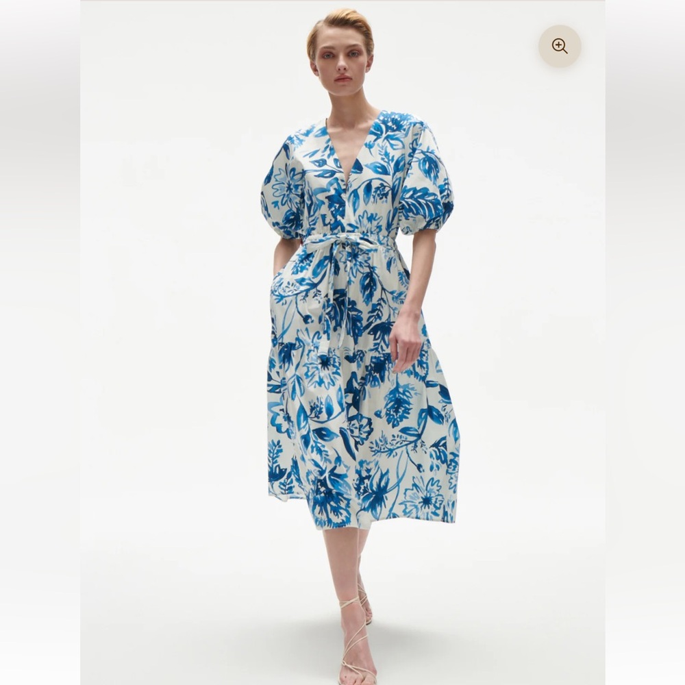 FIGUE Joyce dress in porcelain floral blue size 4